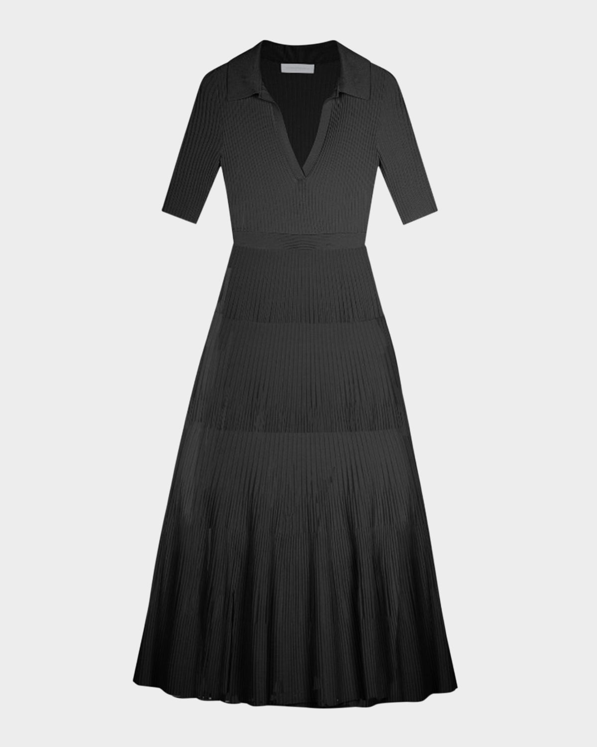 Simkhai Pati Short-sleeve Polo Midi Dress In Black