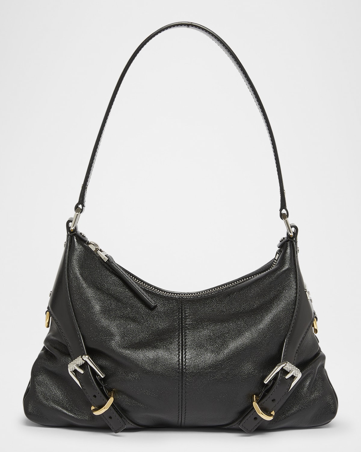 Givenchy Voyou Harness Shoulder Bag In Shiny Leather In 001 Black