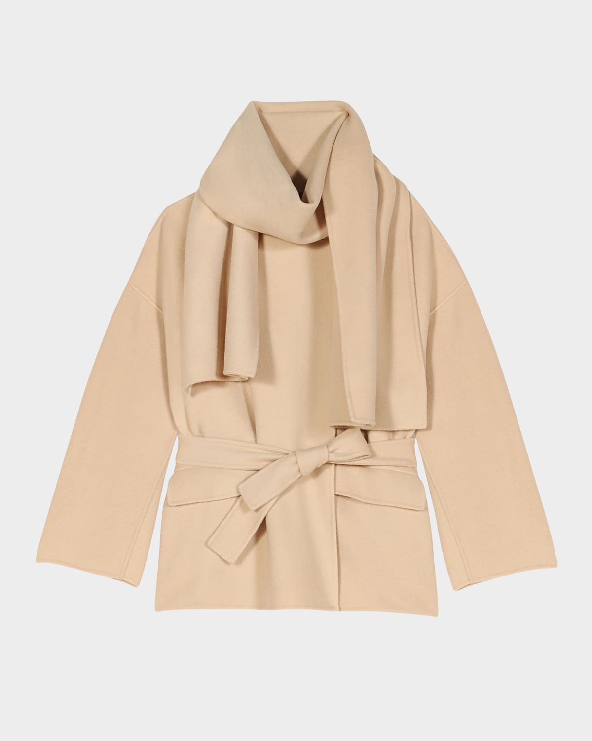 MAJE GUSTAVE DOUBLE-FACED COAT WITH DETACHABLE SCARF 