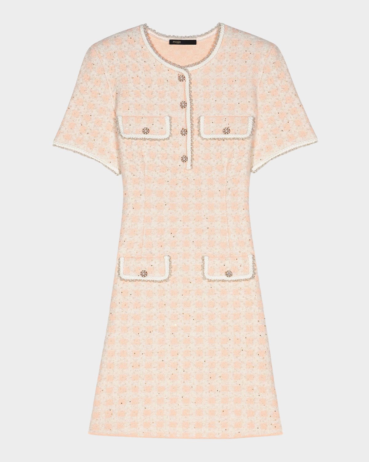 Checked tweed-style knit dress