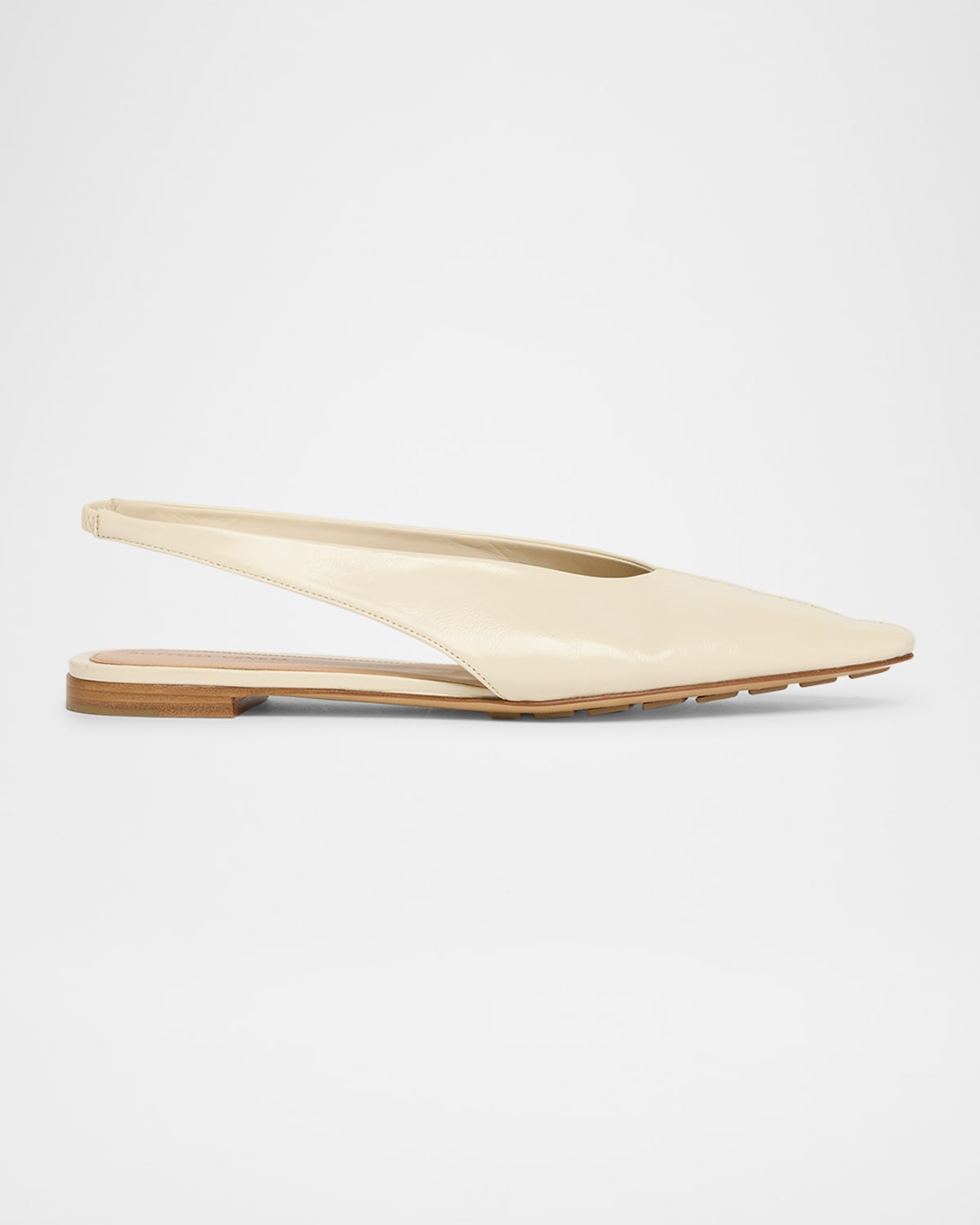 Bottega Veneta Sofia Leather Slingback Point-toe Flats In Sea Salt