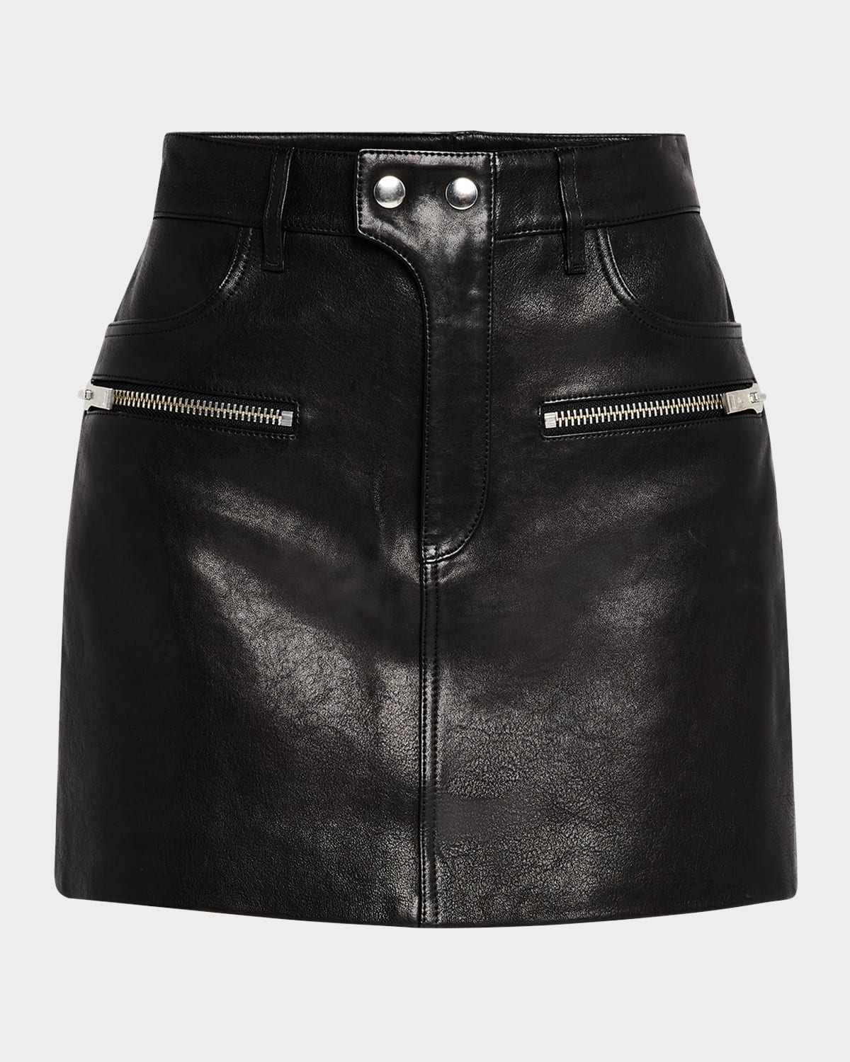 ANINE BING STEEL LEATHER MINI SKIRT 