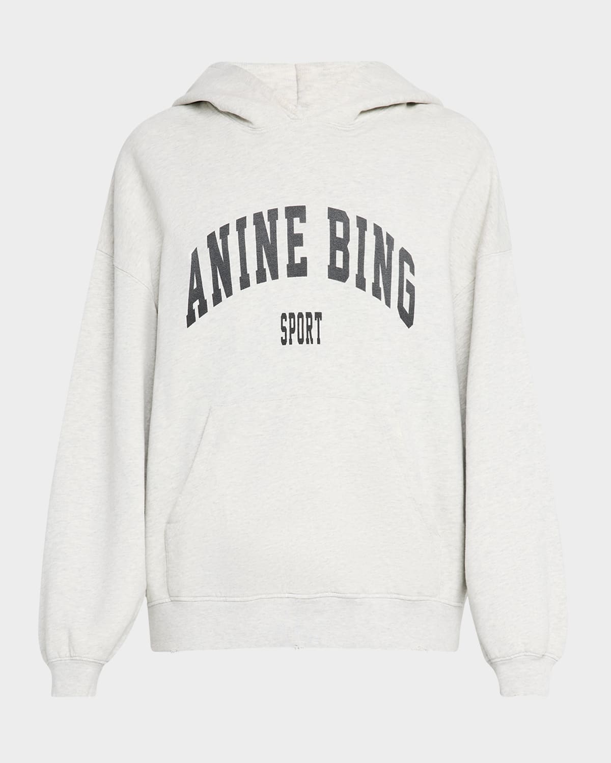 Shop Anine Bing Harvey Fleece Hoodie In Grey Melange