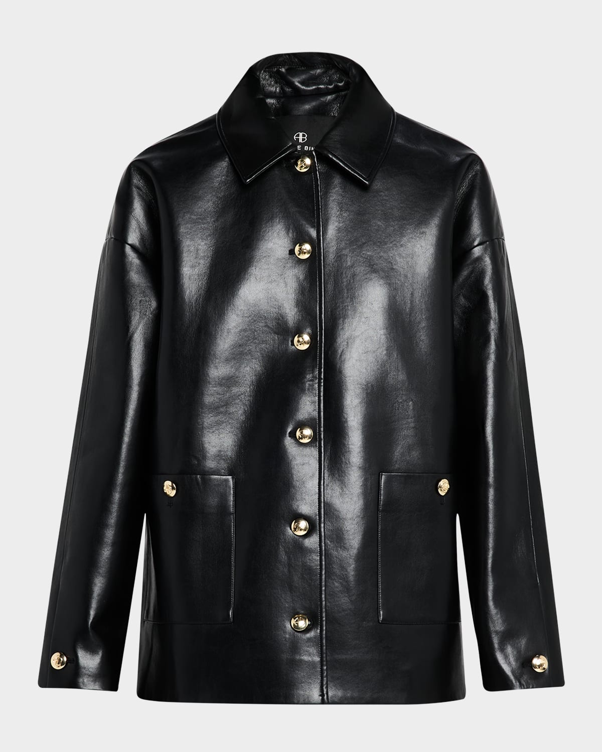 ANINE BING LUCA LEATHER SHIRT JACKET 