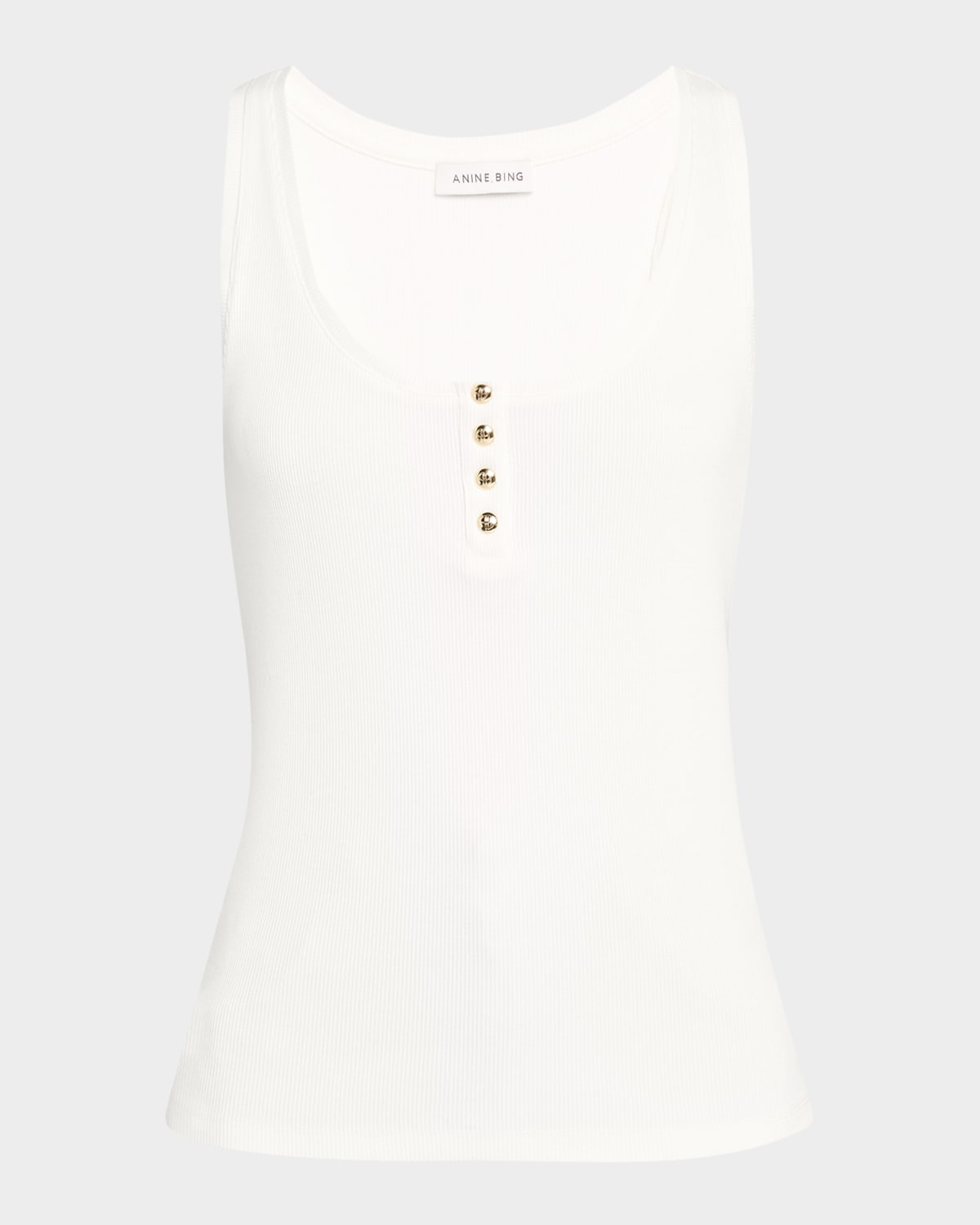 ANINE BING ALESSIA RIBBED BUTTON TANK TOP 