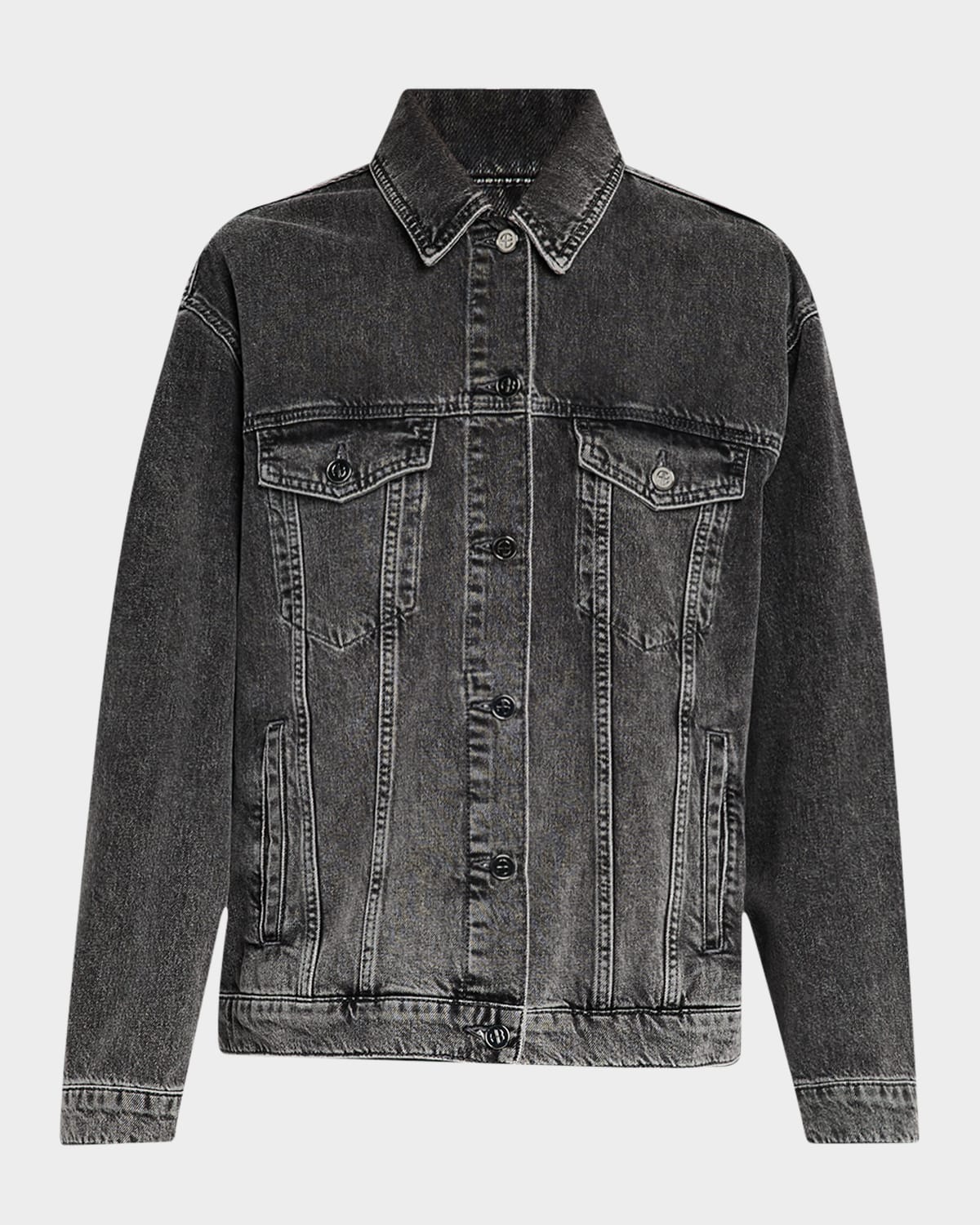 Shop Anine Bing Rory Denim Trucker Jacket In Grey