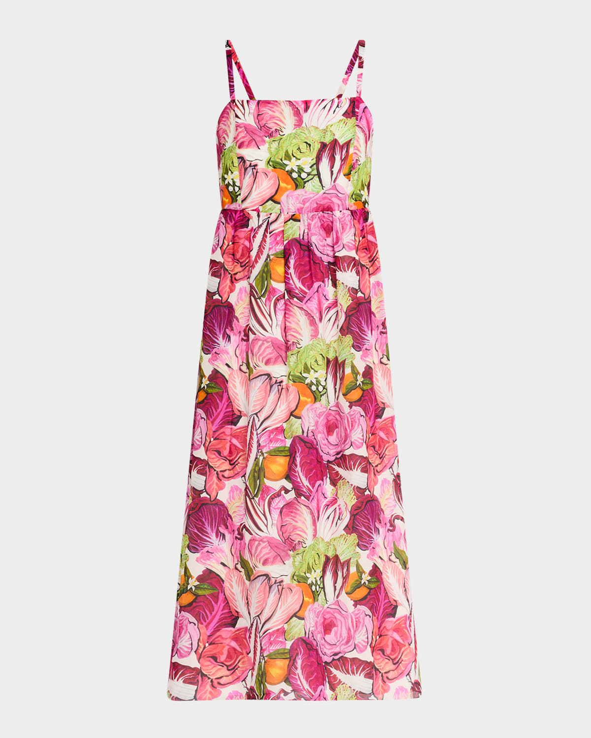 Rachel Antonoff Rebecca Floral Bow Midi Dress In Radicchio  Citrus