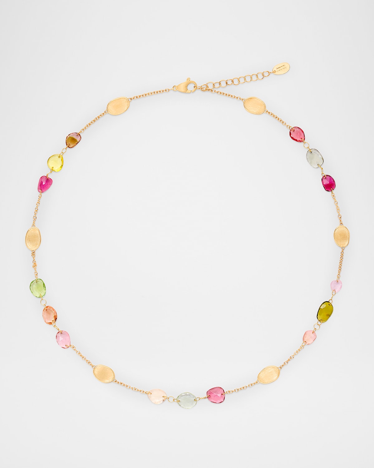 18K Single Strand Lunaria Tourmaline Necklace with Mixed Tourmalines