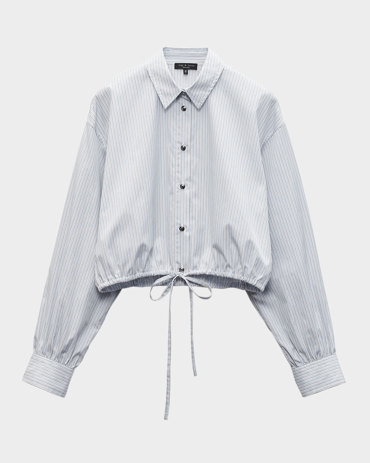 Rag & Bone Georgie Stripe Drawstring Shirt In Fogstripe