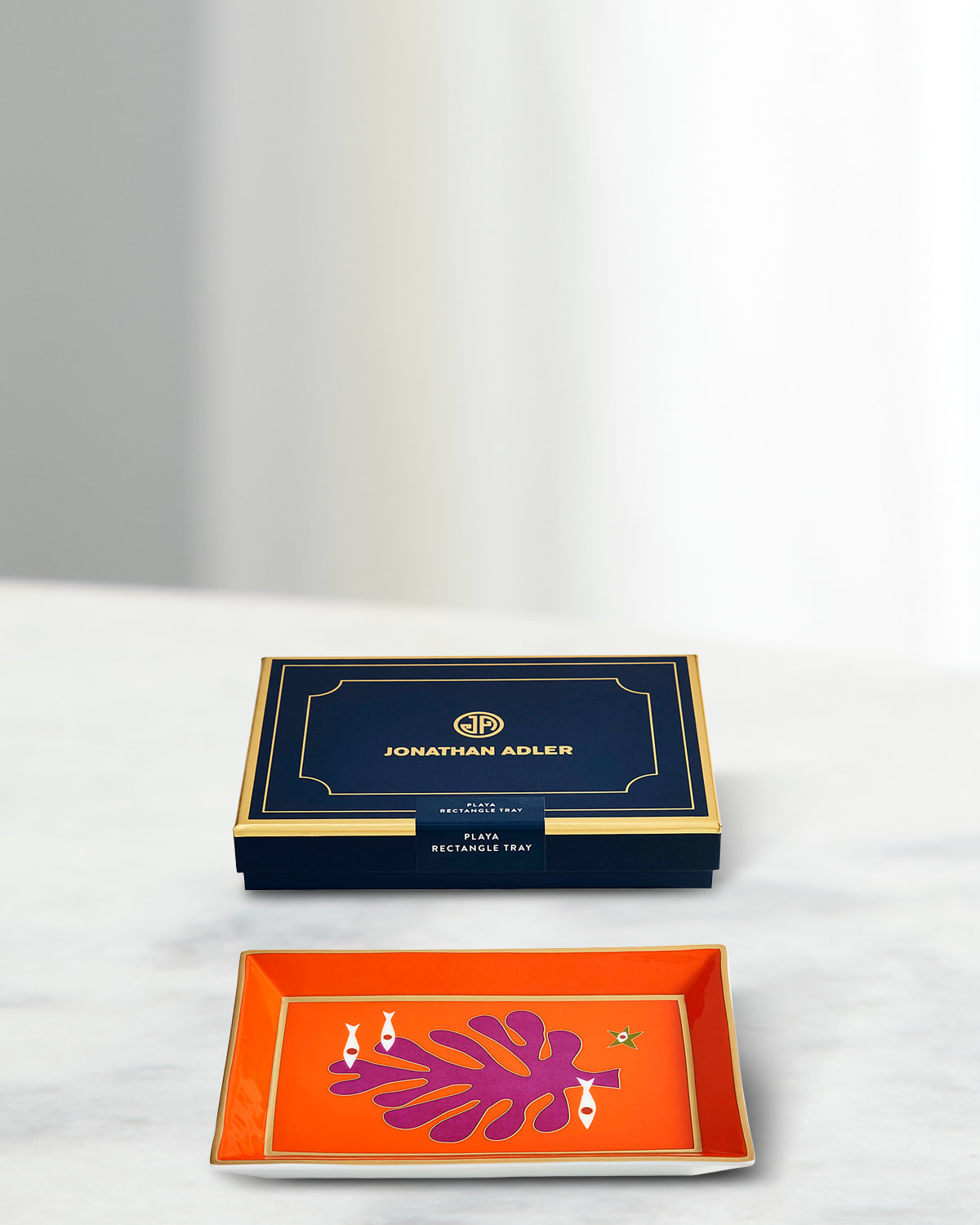 Jonathan Adler Playa Rectangle Tray In Orangered
