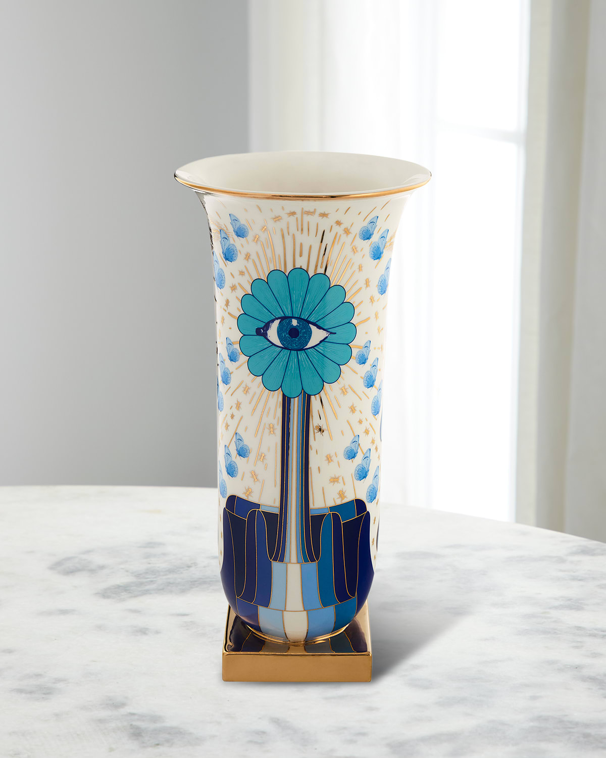 Jonathan Adler Druggist Flared Tall Vase - 15" In Bluewhite