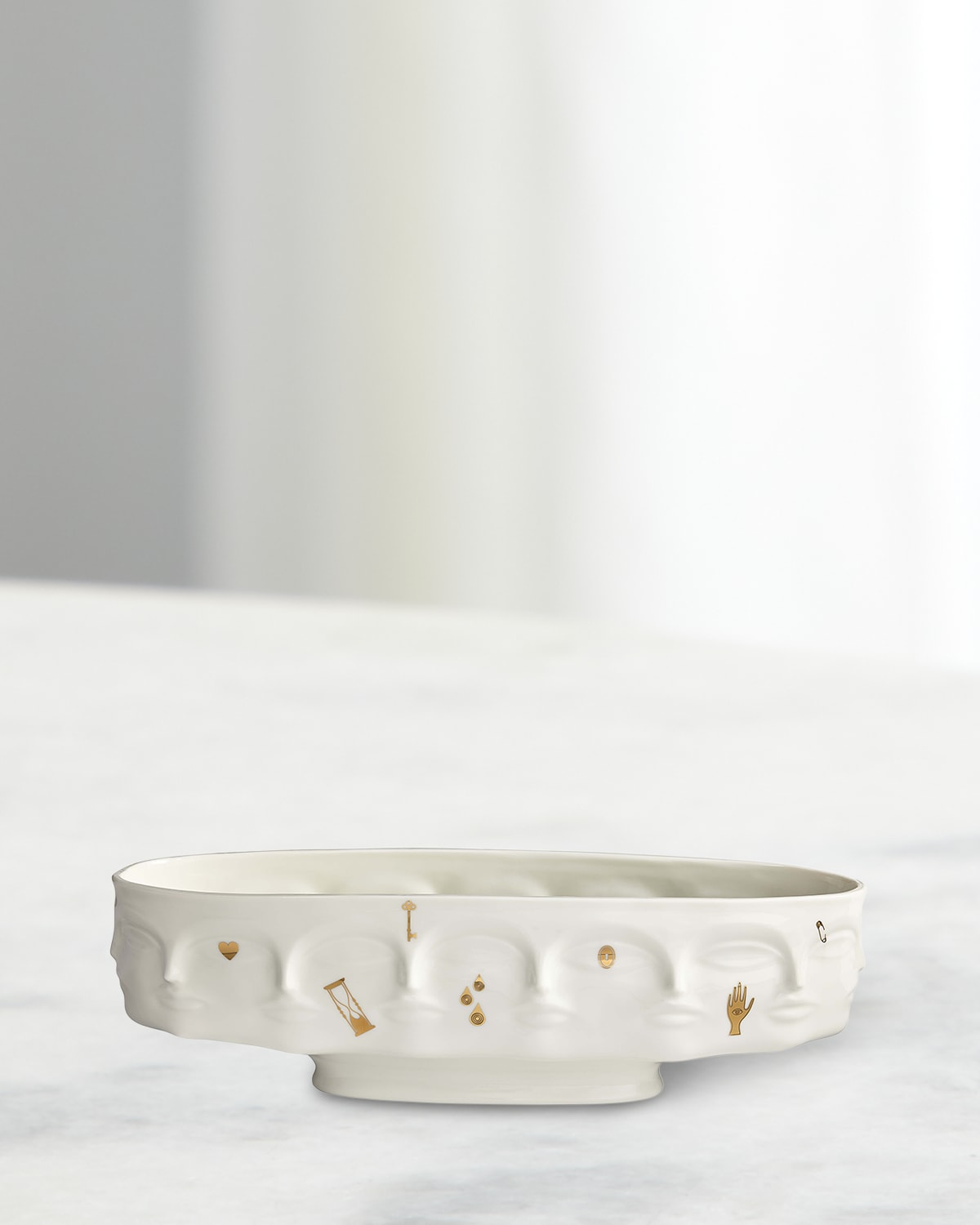 Jonathan Adler Gilded Dora Maar Long Bowl In Whitegold