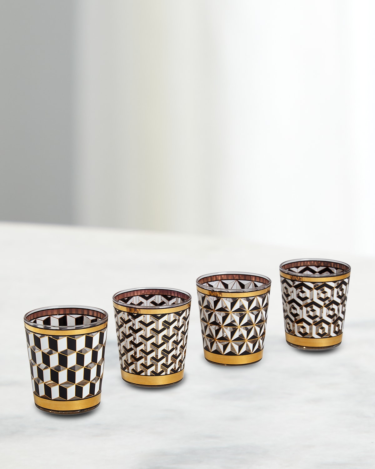 Jonathan Adler Versailles 11.75 Oz. Glasses, Set Of 4 In Blackgold