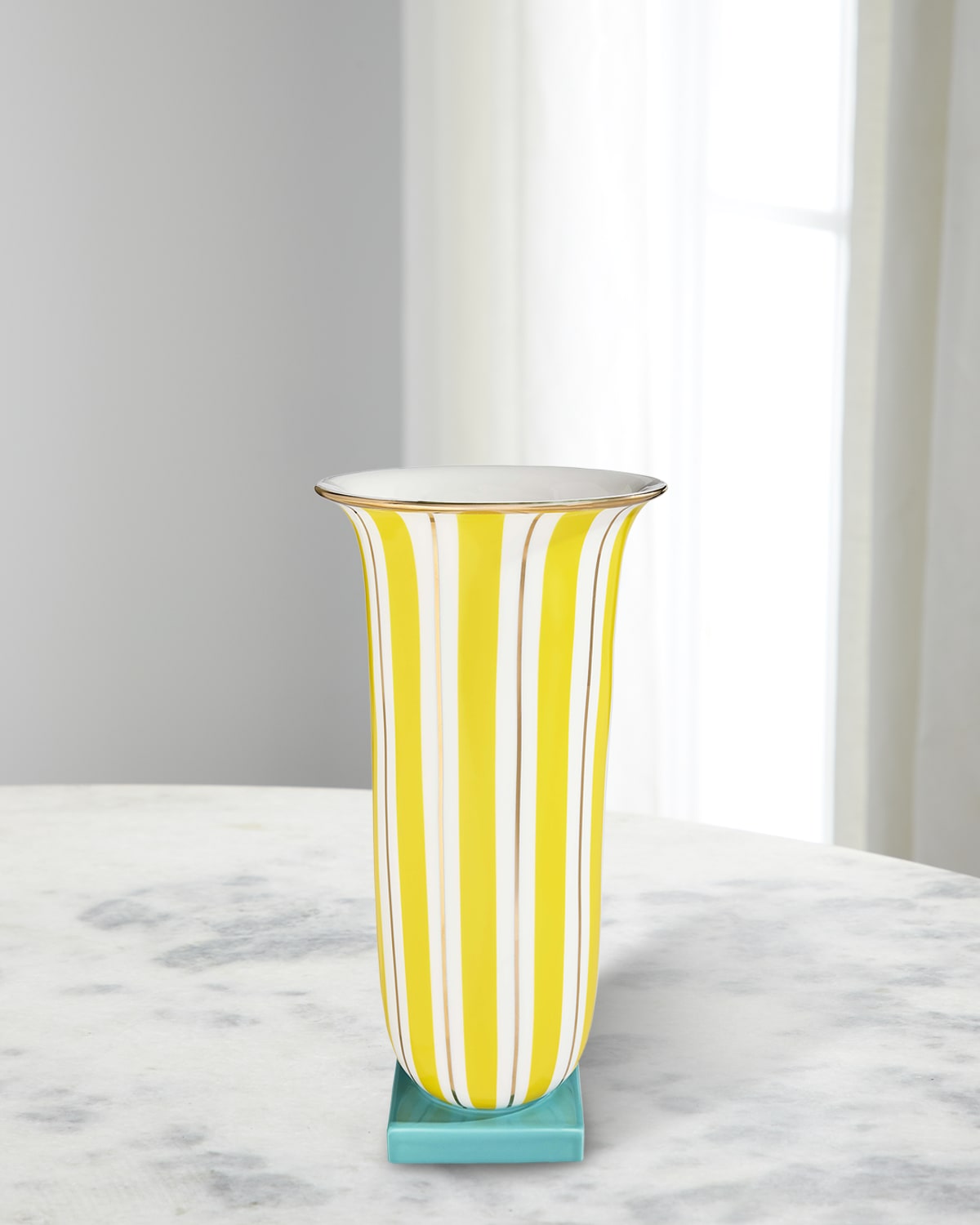 Jonathan Adler Portofino Flared Tall Vase - 15" In Yellowgreen