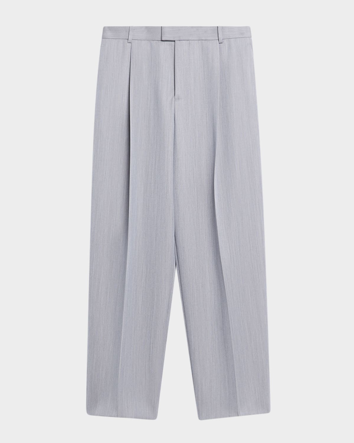 Men's Wool Chevron Pleated Wide-Leg Trousers