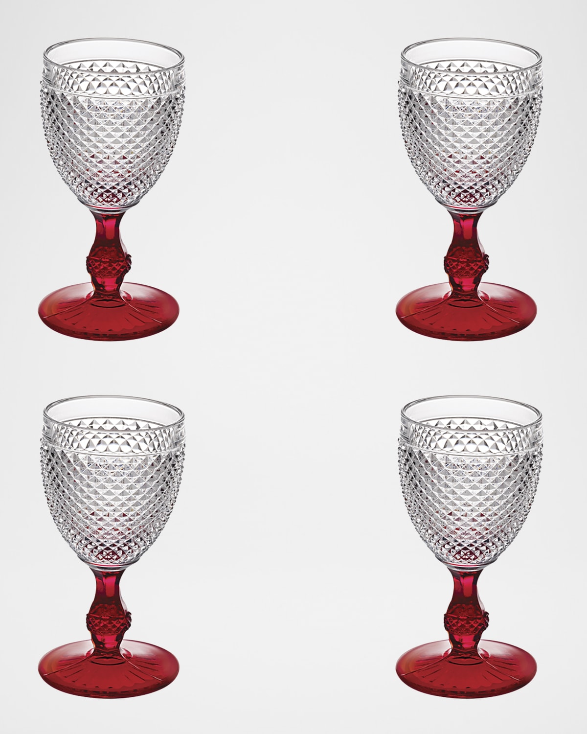 Vista Alegre Bicos Bicolor Goblet With Red Stem, Set Of 4 In Red Stem