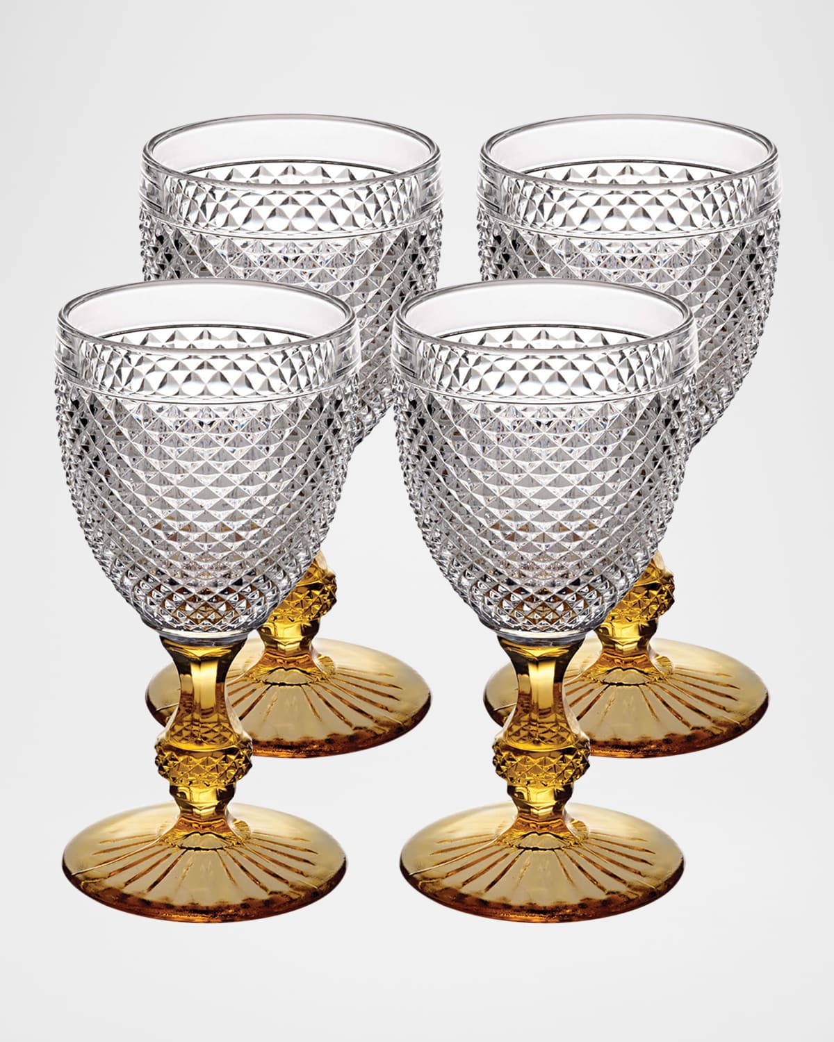 Vista Alegre Bicos Bicolor Goblet With Amber Stem, Set Of 4 In Amber Stem