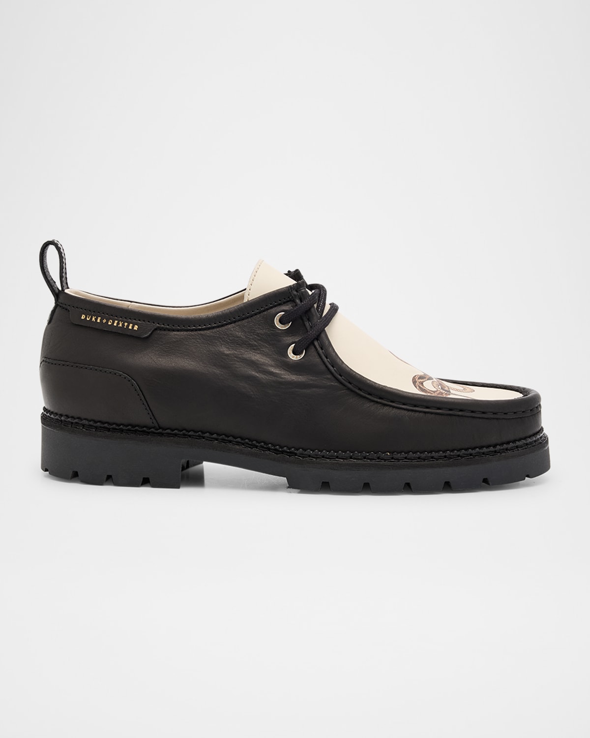 Men's Moby Snake-Print Leather Chukka Boots