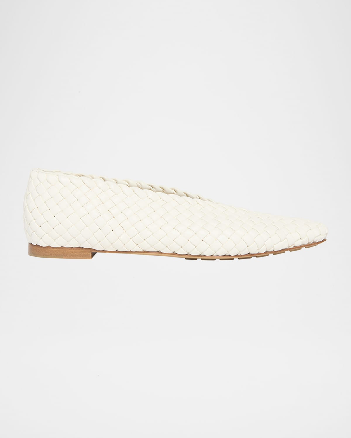 Bottega Veneta Mini Lido Intrecciato Leather Ballerina Flats In White