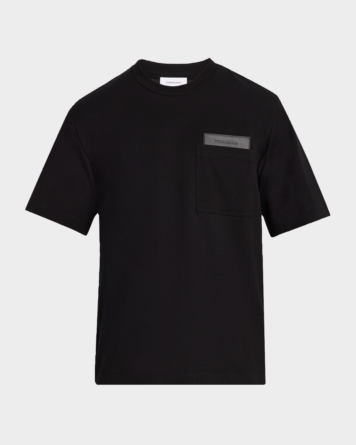Ferragamo Leather Patch T-shirt In Black