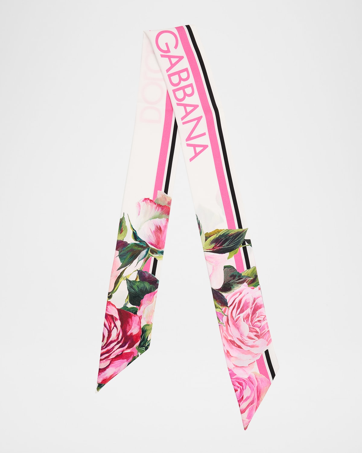 Dolce & Gabbana Skinny Floral Silk Twill Scarf