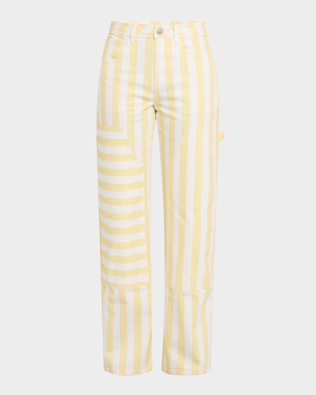 Rachel Antonoff Bruno Stripe Straight-leg Carpenter Jeans In Yellow Painted Over