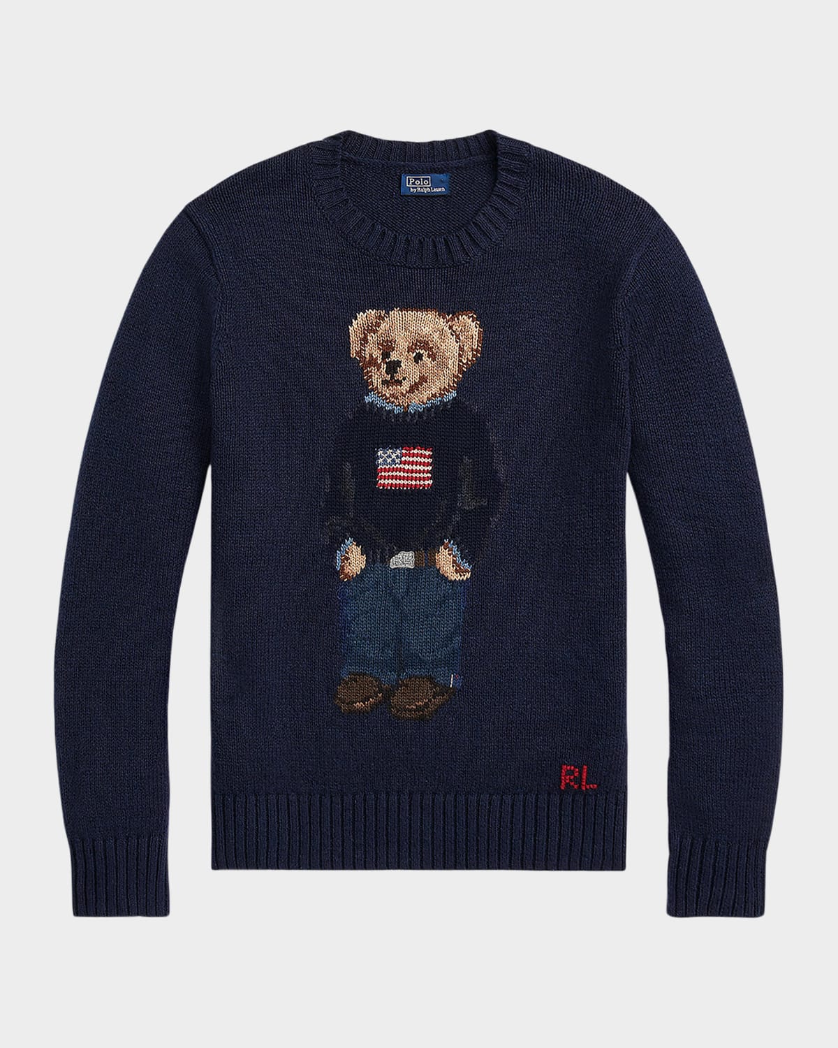 Polo Ralph Lauren Polo Bear Cotton-linen Crewneck Sweater In Multi