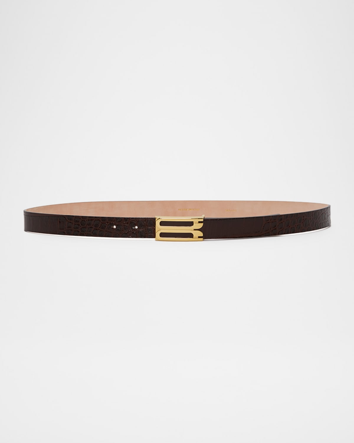 VICTORIA BECKHAM GOLD-PLATED B-LOGO LEATHER BELT 