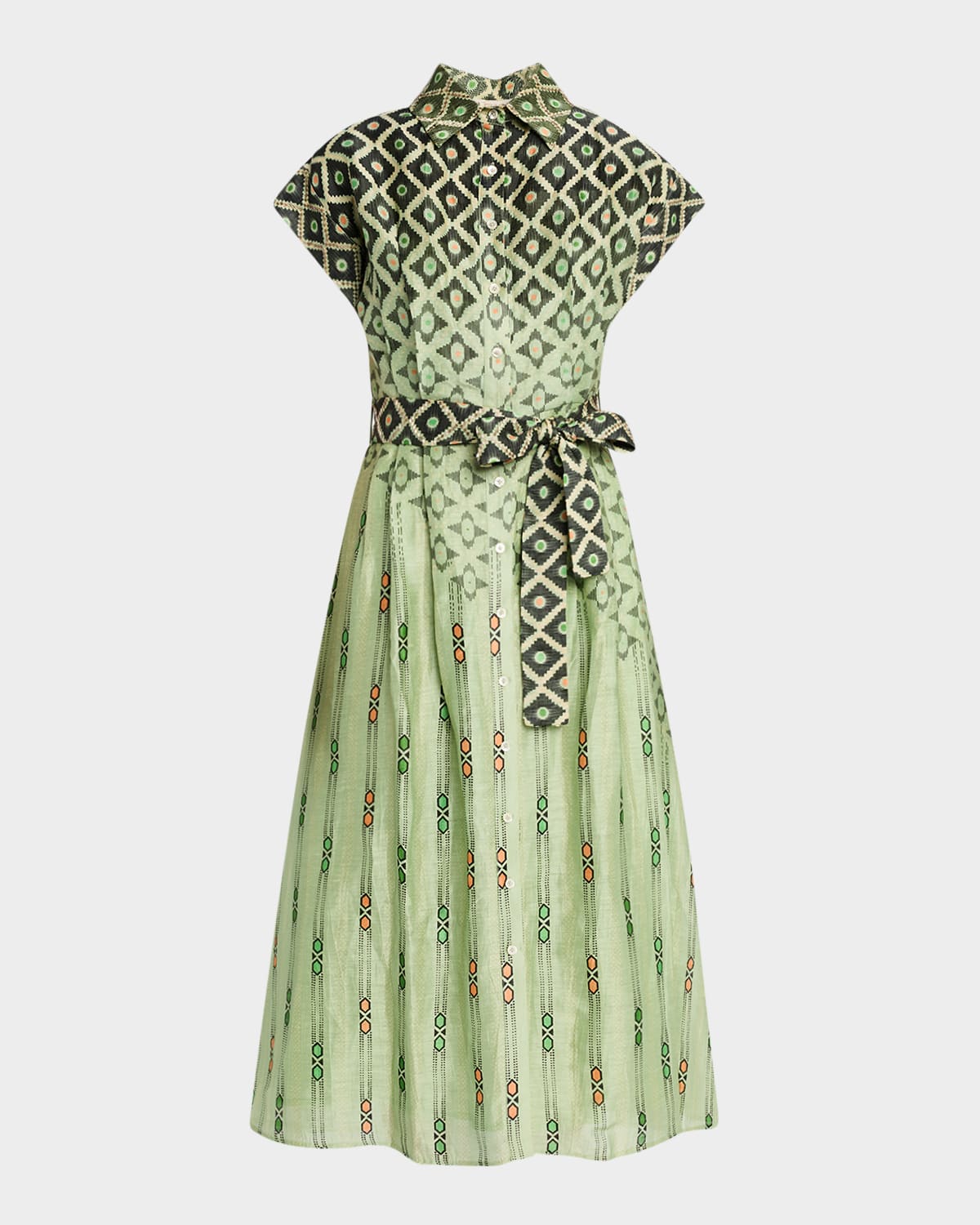 Evelina Hexahue Matcha Midi Shirtdress
