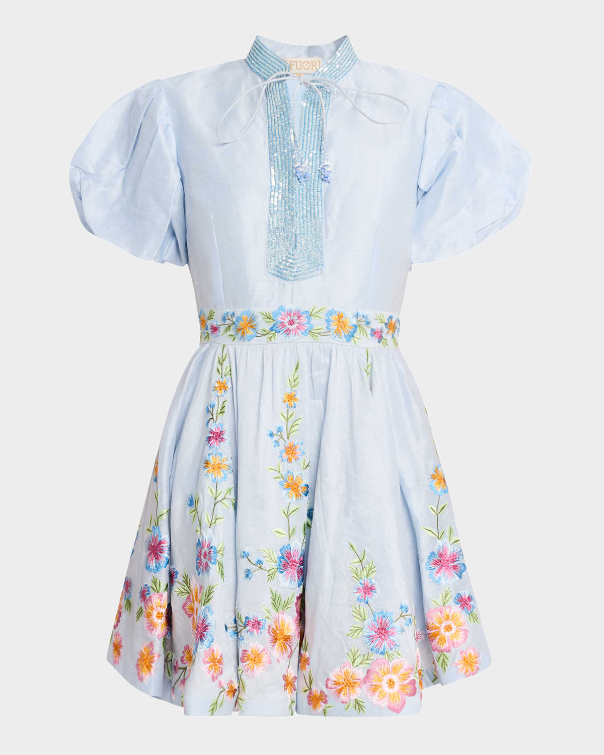 Eva Azure Embellished Mini Dress
