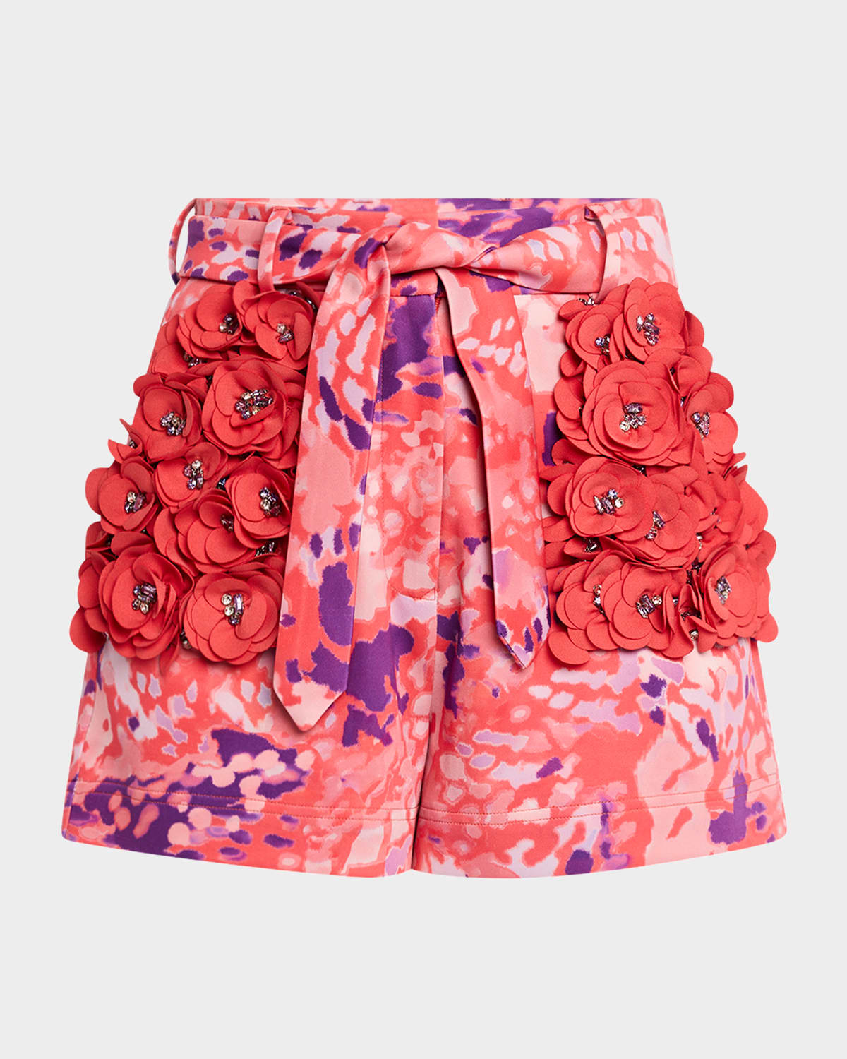 Savanna Coral Deline 3D Floral Shorts