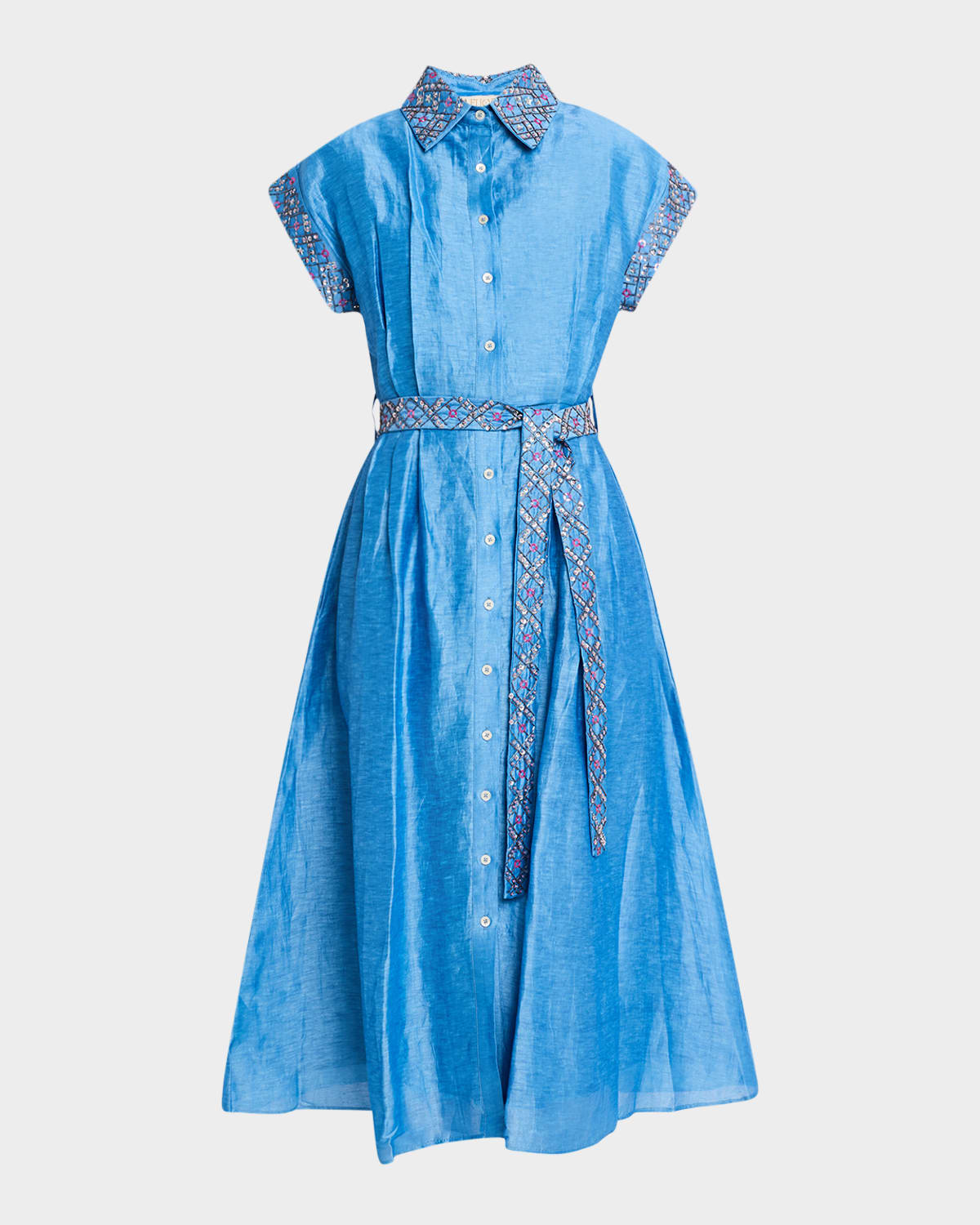 Cerulean Pixie Geo Midi Shirtdress