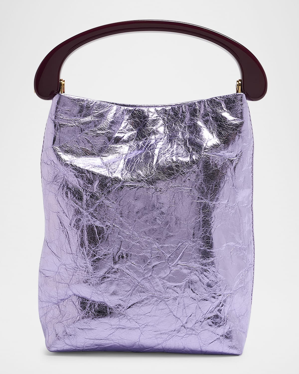 Dries Van Noten Crisp Metallic Leather Top-handle Bag