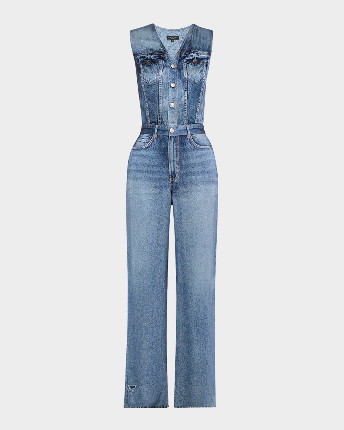 Rag & Bone Miramar Satin Sleeveless Wide-leg Jumpsuit In Avalon