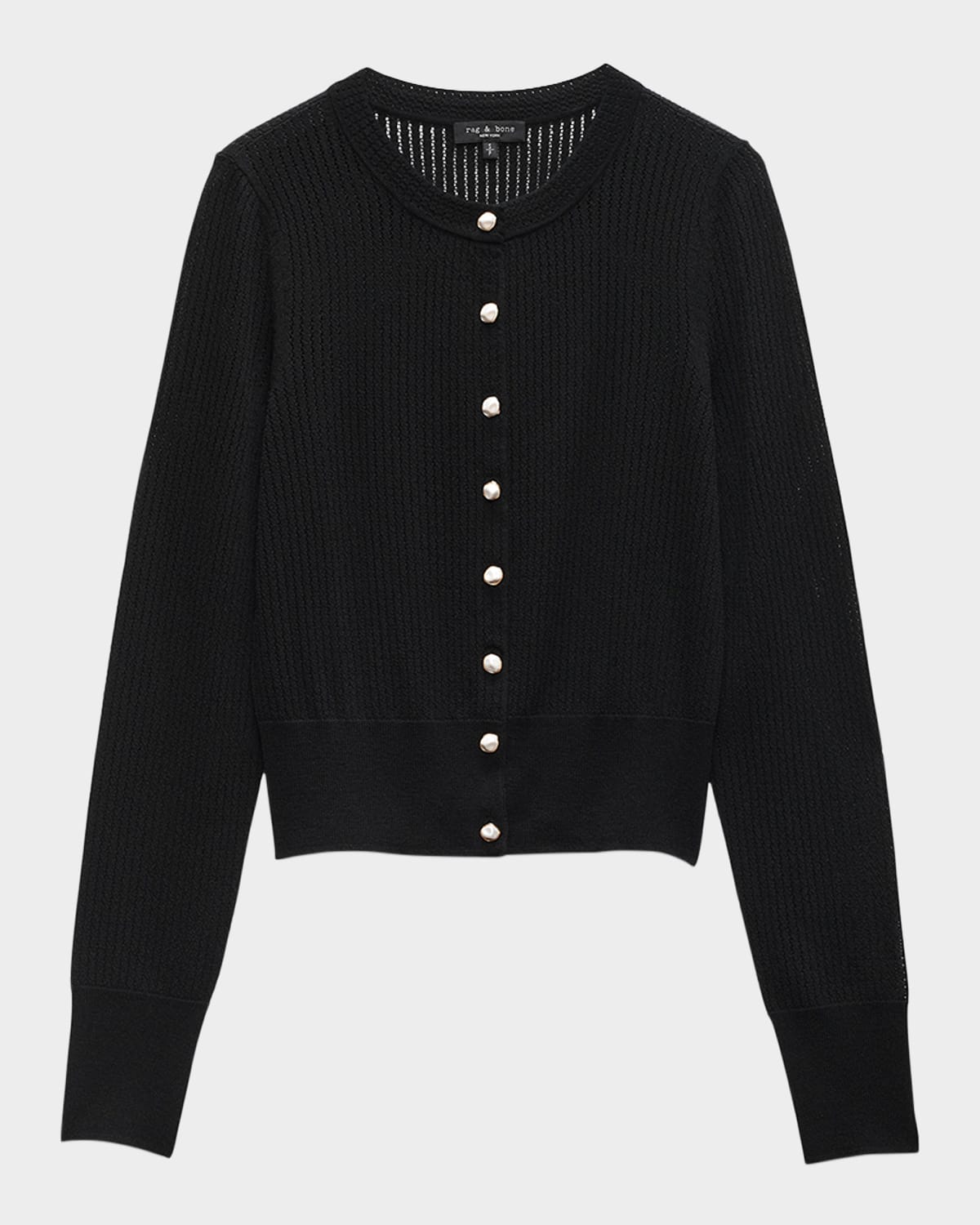 Rag & Bone Molly Pointelle Knit Cardigan In Black