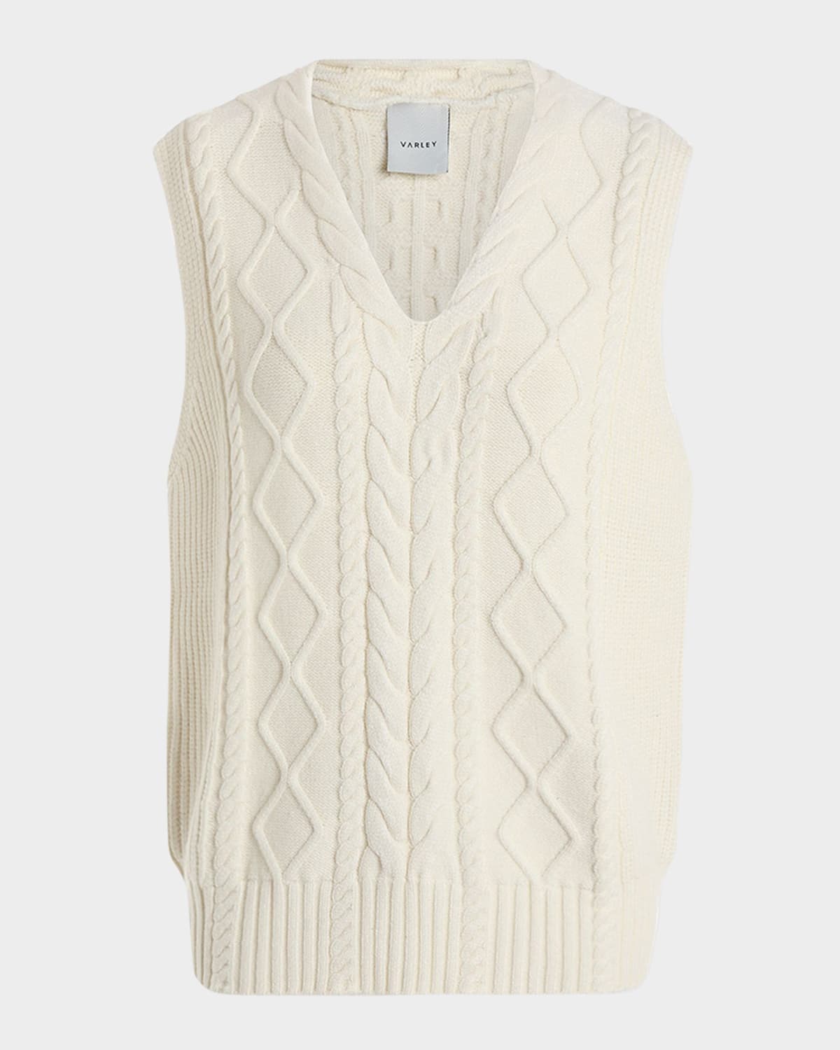 Varley Joilette Cable-knit Sweater Vest In Snow White