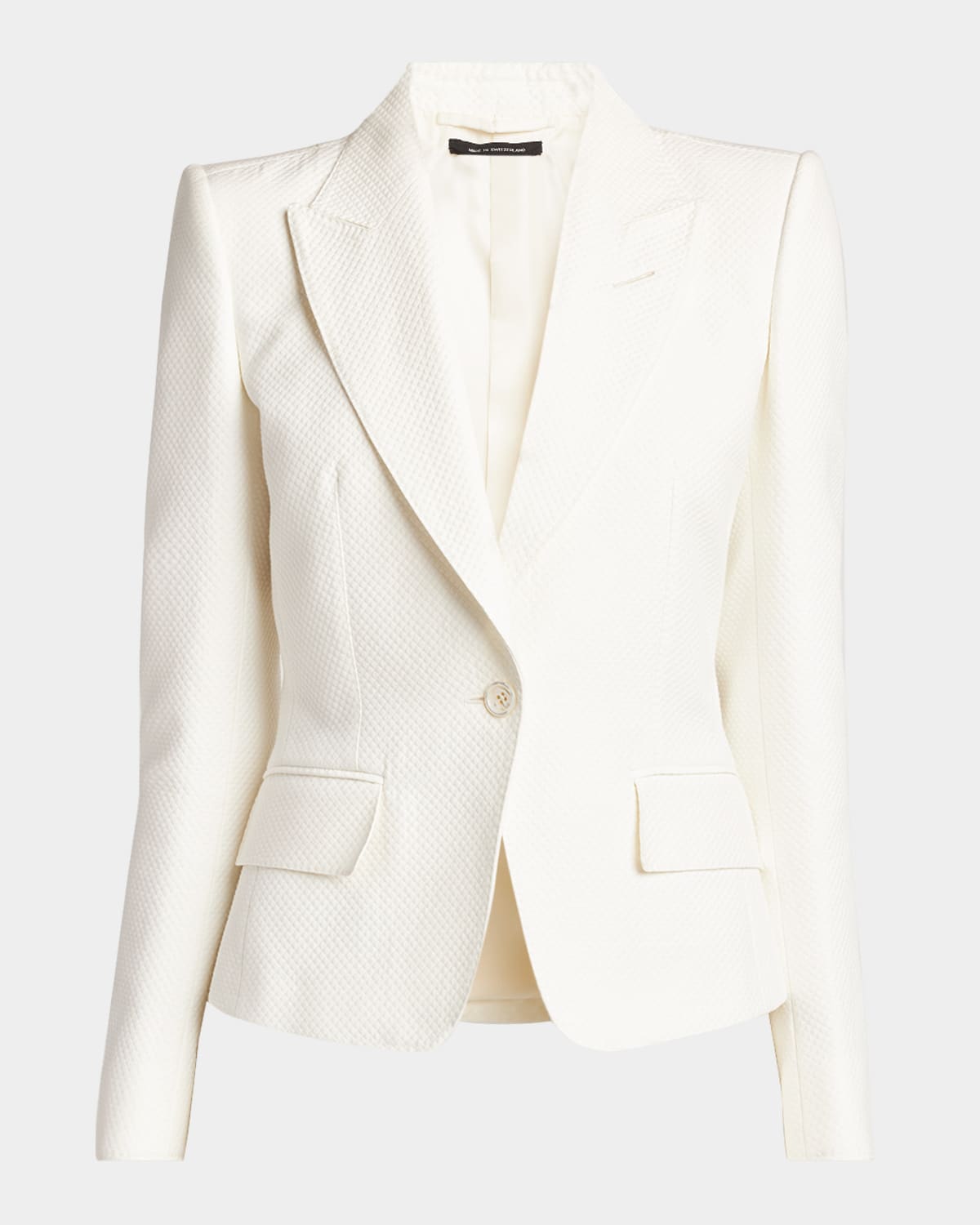 Tom Ford Cotton-silk Pique Single-breasted Jacket In White