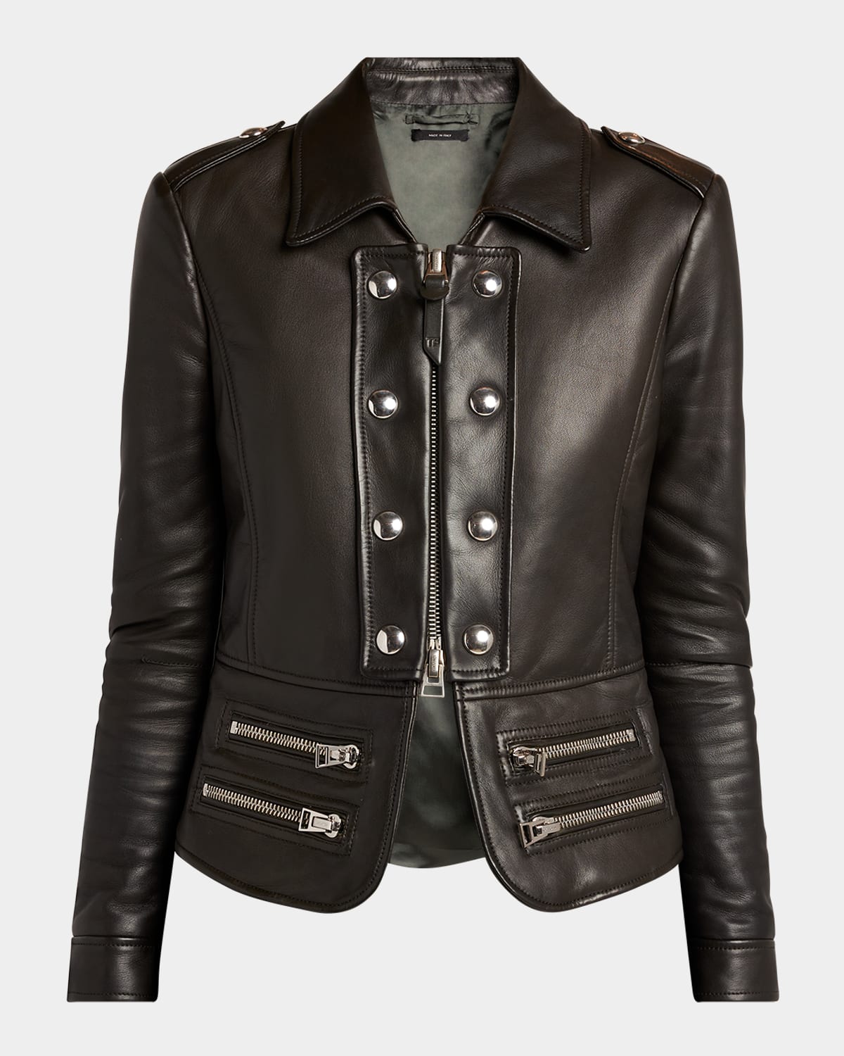 TOM FORD GUANTERIA LAMB LEATHER REGIMENTAL BIKER JACKET