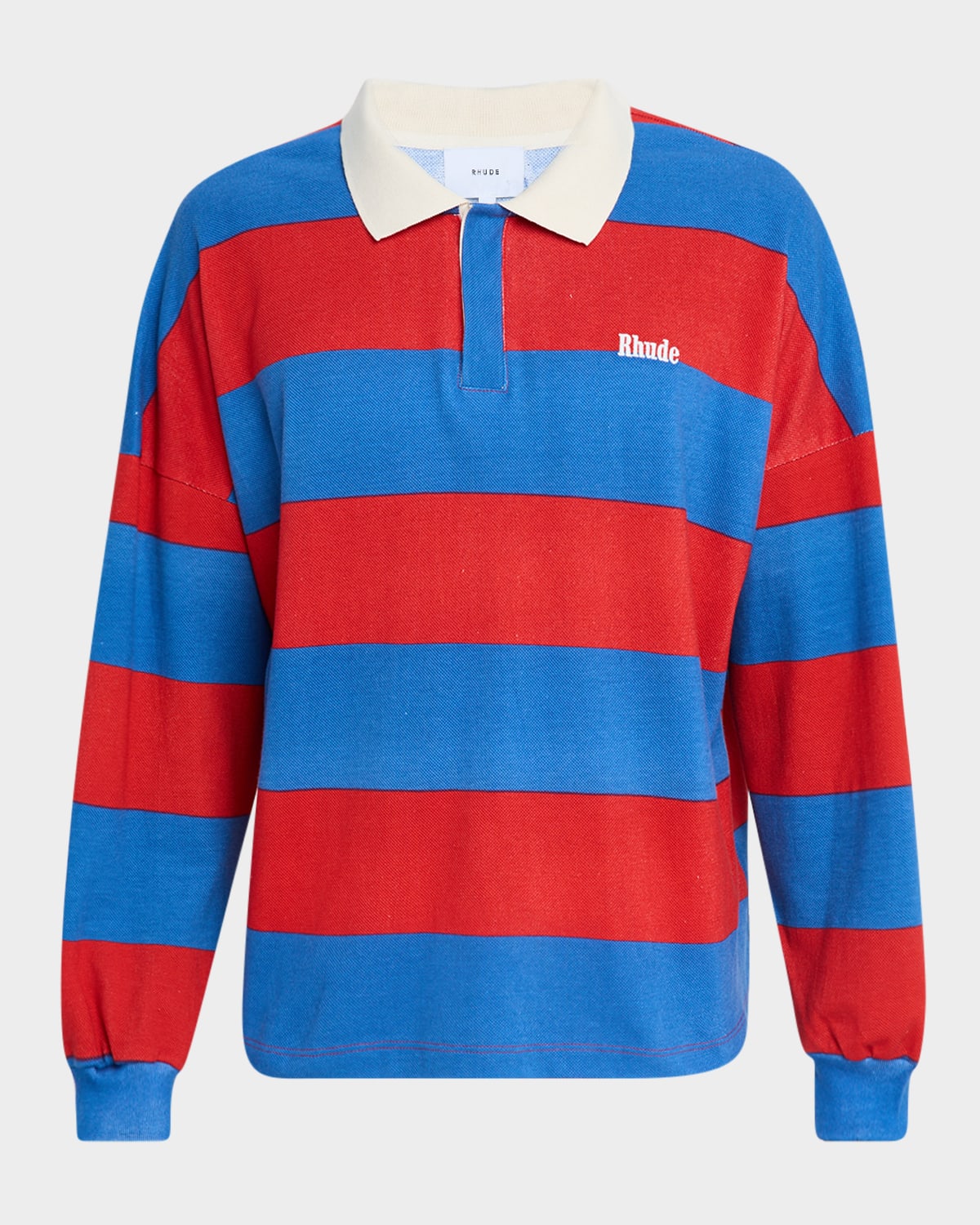 Men's Stripe Pique Long-Sleeve Polo Shirt