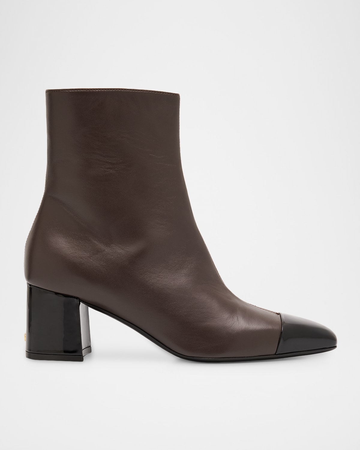 Ferragamo Sambi Cap-toe Leather Ankle Boots In Brown
