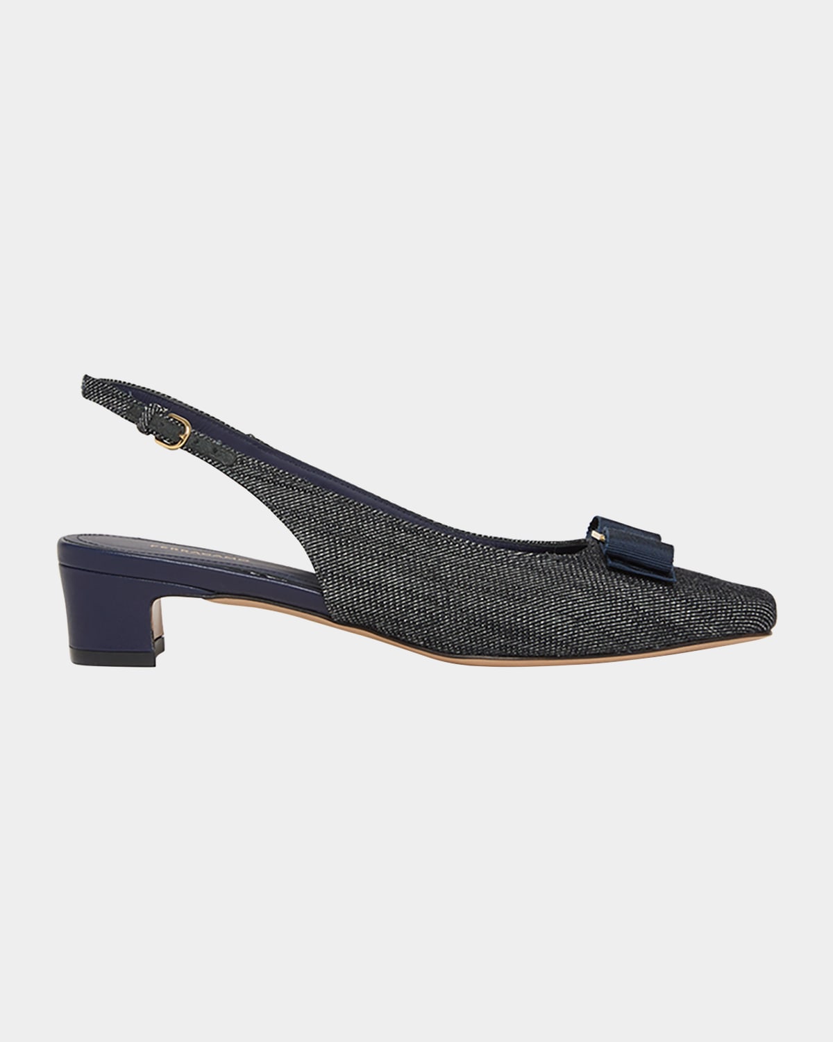 Ferragamo Rivada Denim Bow Slingback Pumps