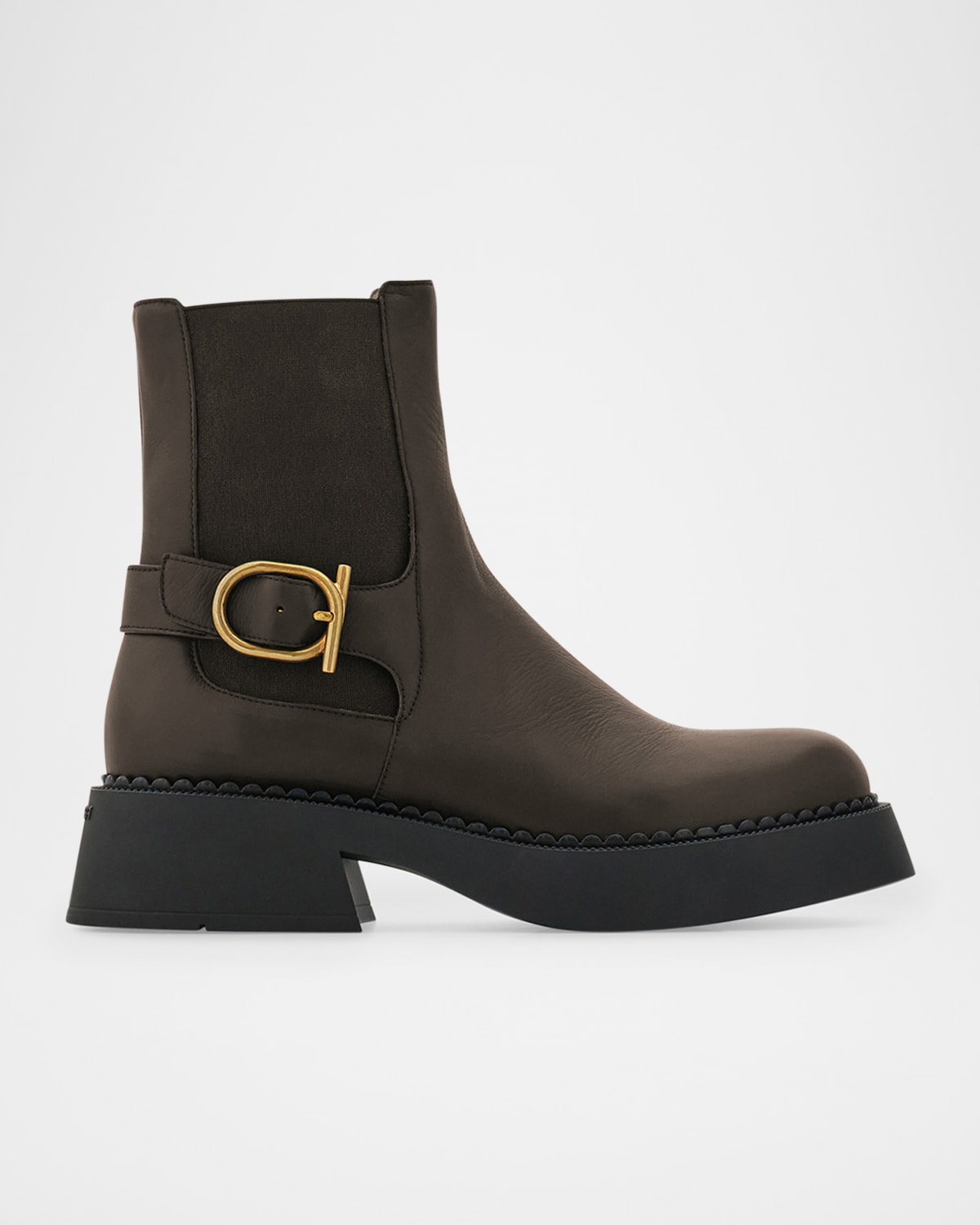 Ferragamo Tie Leather Ankle Booties In Brown