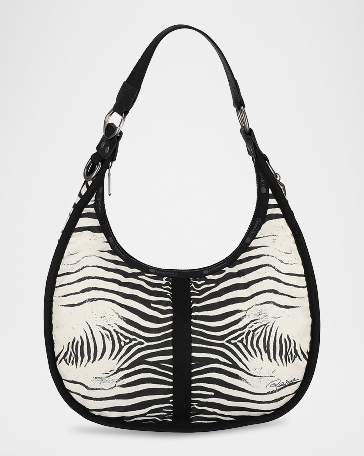 LESPORTSAC X ROBERTO CAVALLI BOLOGNA MEDIUM ZEBRA-PRINT SHOULDER BAG 