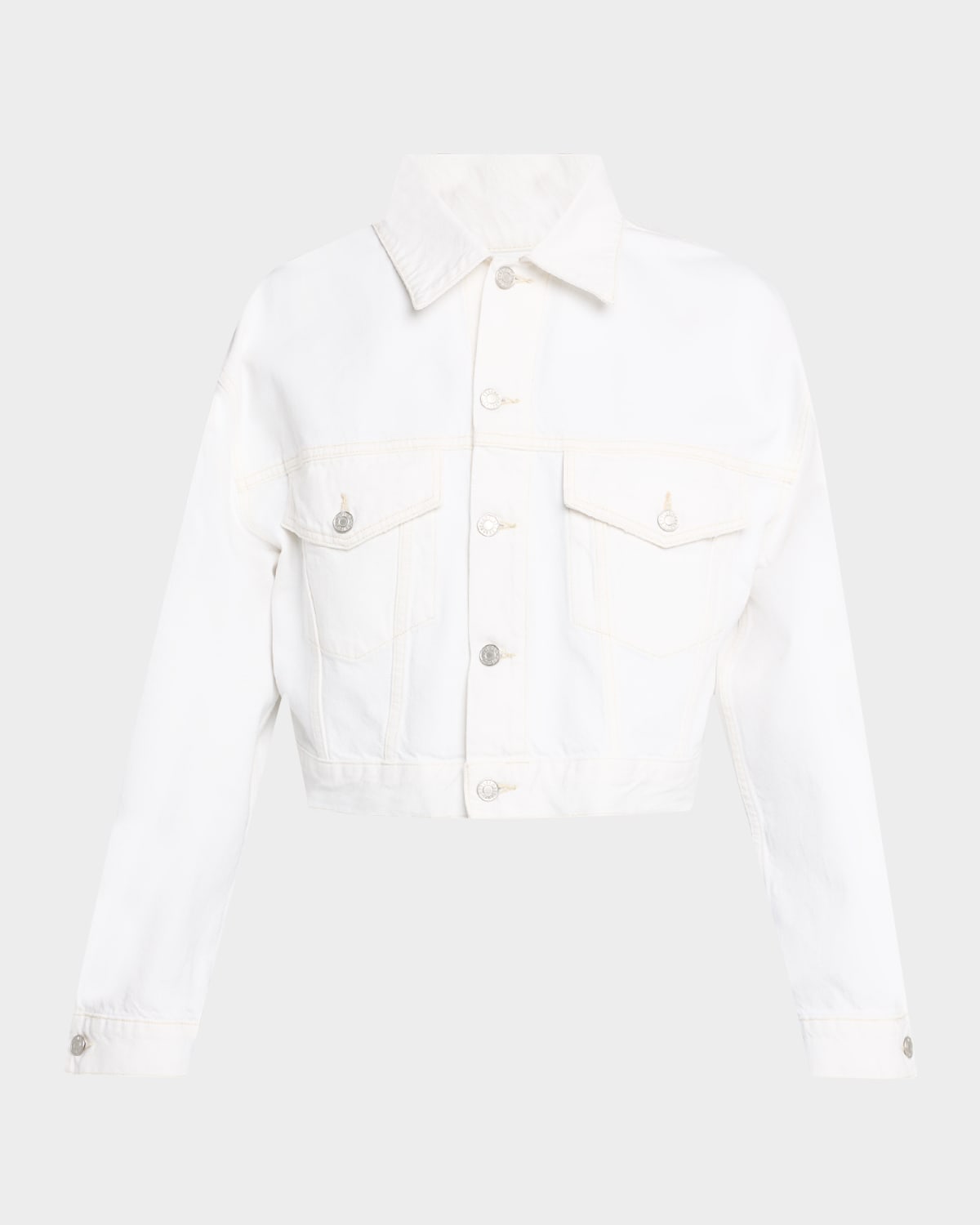 Agolde Palmer Cropped Recycled-denim Jacket In Milkshake