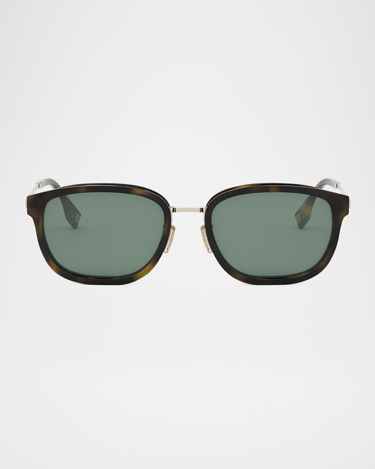 Fendi Men's  Travel Metal Rectangle Sunglasses In Dark Havana Green