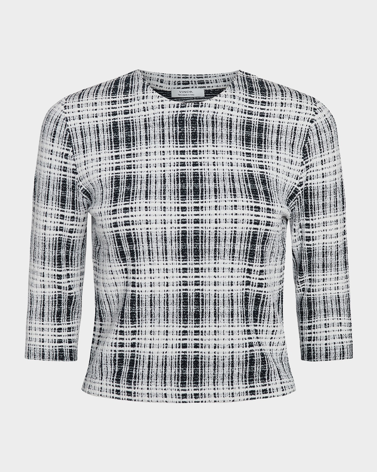 Vince Boucle Plaid Top In Coastaloff White