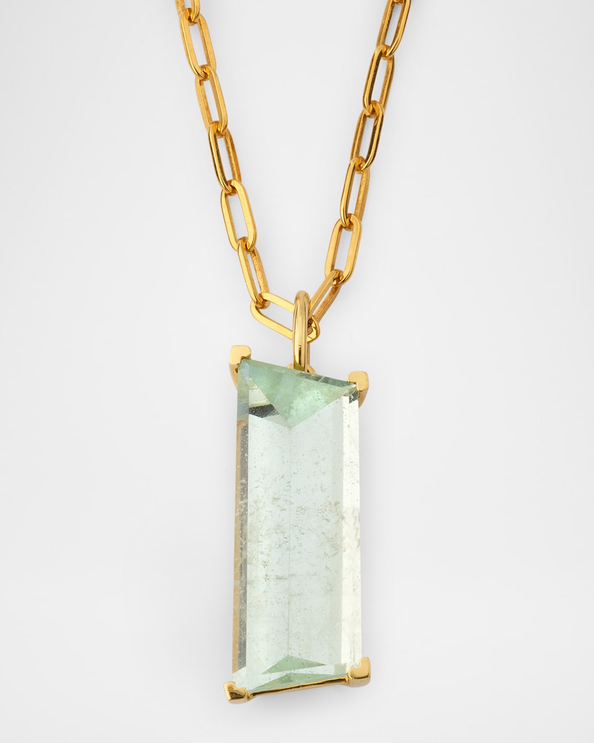 Sparkling Mermaid 18K Yellow Gold Green Beryl Pendant Necklace
