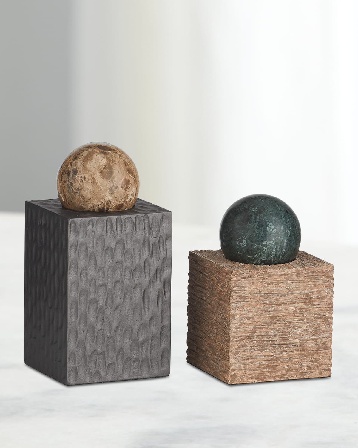 Arteriors Greenville Sculptures, Set Of 2 In Green/brown