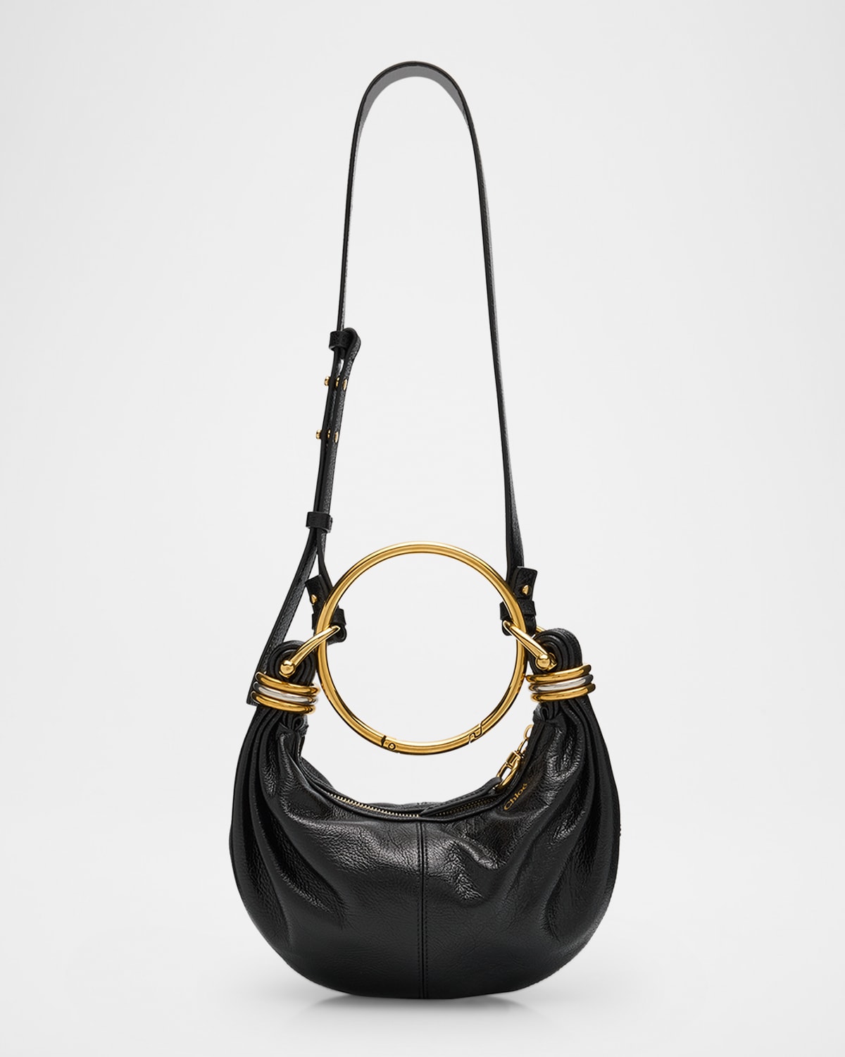 Chloé Mini Bracelet Grained Leather Crossbody Bag In Black