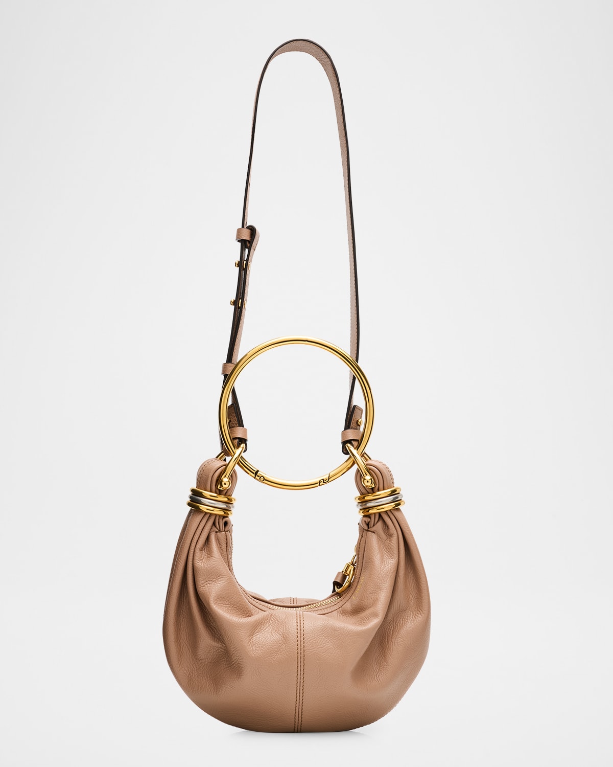 Chloé Mini Bracelet Grained Leather Crossbody Bag In Woodrose